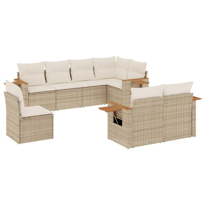 Set Divano da Giardino 8 pz con Cuscini Beige in Polyrattan - homemem39