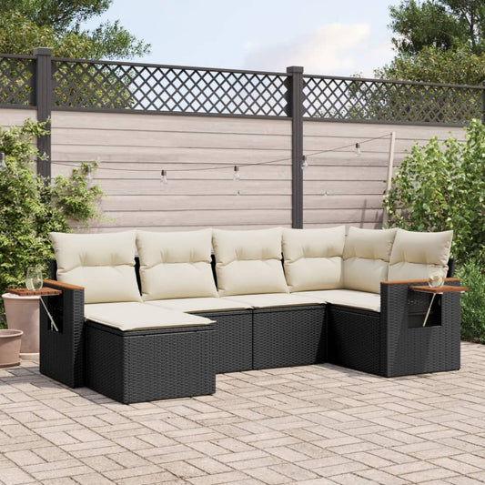 Set Divano da Giardino 6 pz con Cuscini Nero in Polyrattan - homemem39