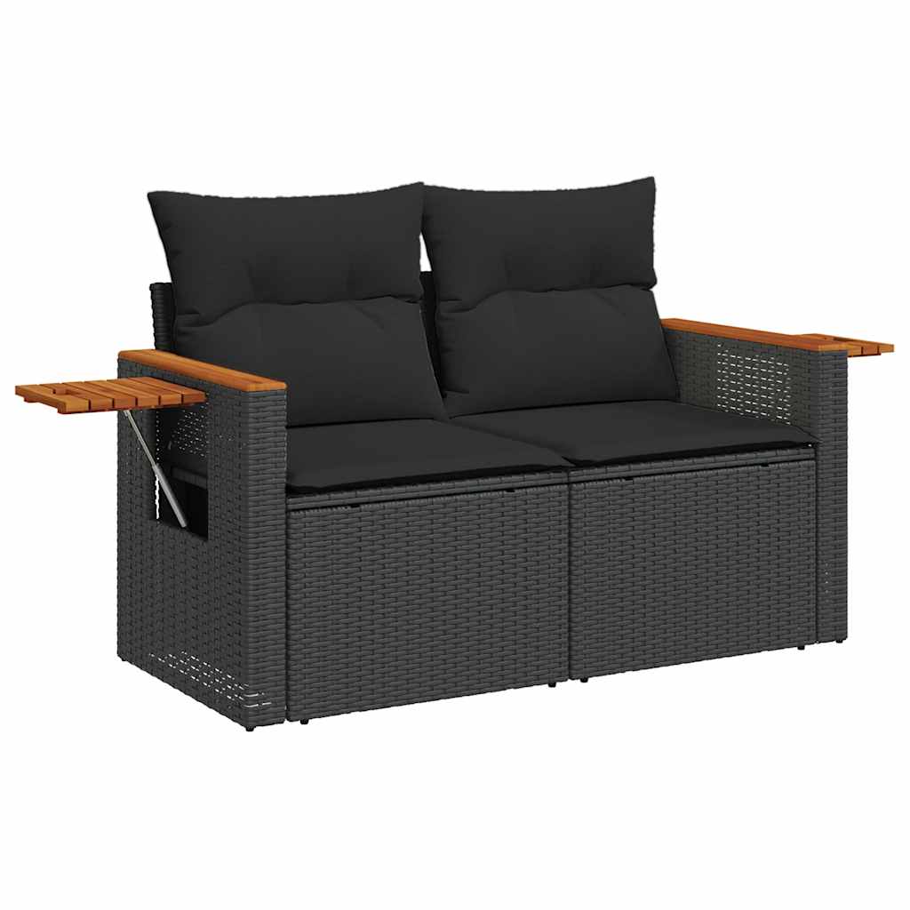 Set Divani da Giardino con Cuscini 7pz Nero Polyrattan - homemem39