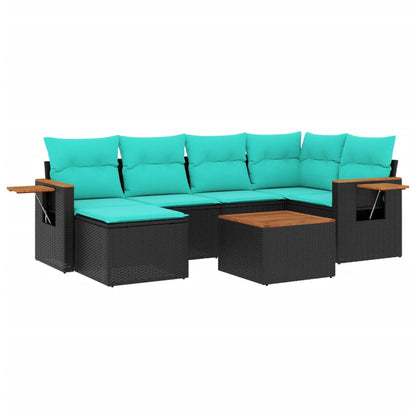 Set Divani da Giardino 7 pz con Cuscini Nero in Polyrattan - homemem39