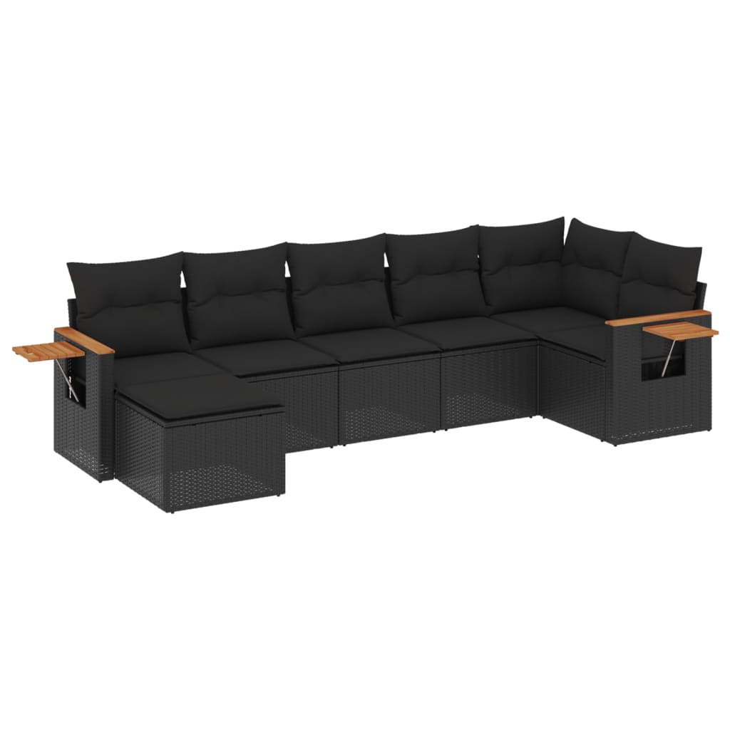 Set Divani da Giardino con Cuscini 7pz Nero Polyrattan - homemem39