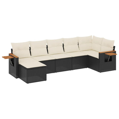 Set Divani da Giardino con Cuscini 7pz Nero Polyrattan - homemem39