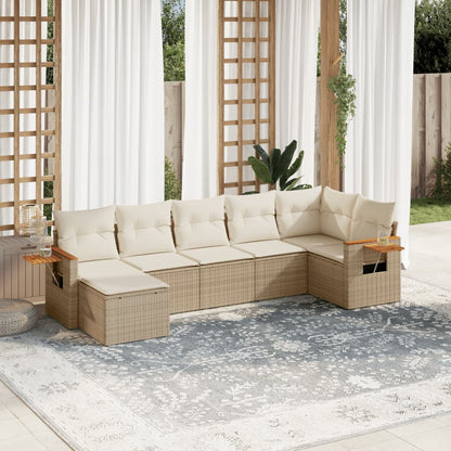 Set Divani da Giardino 7 pz con Cuscini Beige in Polyrattan - homemem39