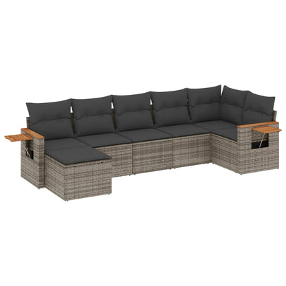 Set Divani da Giardino 7 pz con Cuscini Grigio in Polyrattan | homemem39