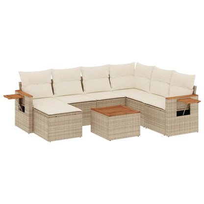 Set Divano da Giardino 8 pz con Cuscini Beige in Polyrattan - homemem39
