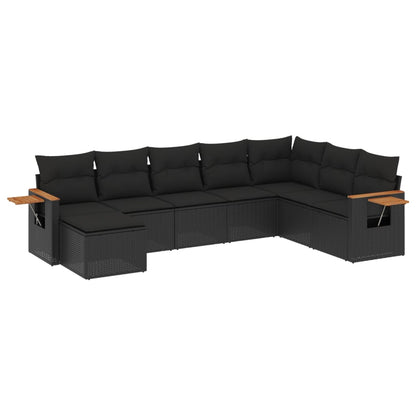 Set Divani da Giardino con Cuscini 8 pz Nero in Polyrattan - homemem39