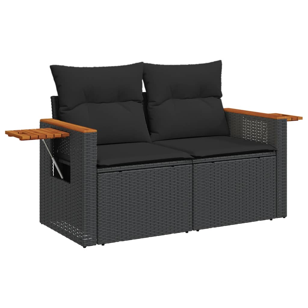 Set Divani da Giardino con Cuscini 8 pz Nero in Polyrattan - homemem39