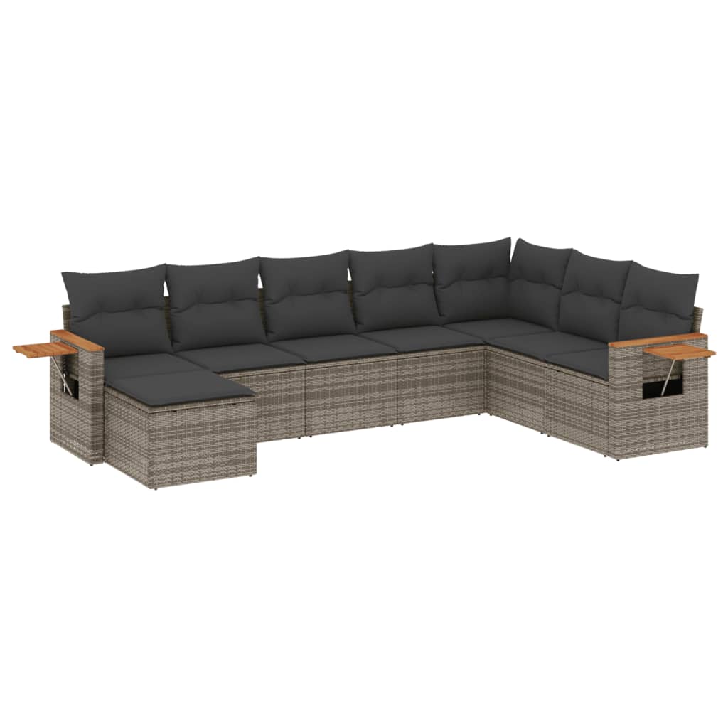Set Divano da Giardino 8 pz con Cuscini Grigio in Polyrattan - homemem39