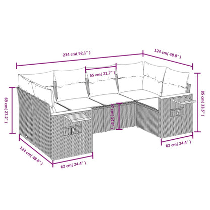 Set Divano da Giardino 6 pz con Cuscini Nero in Polyrattan | homemem39