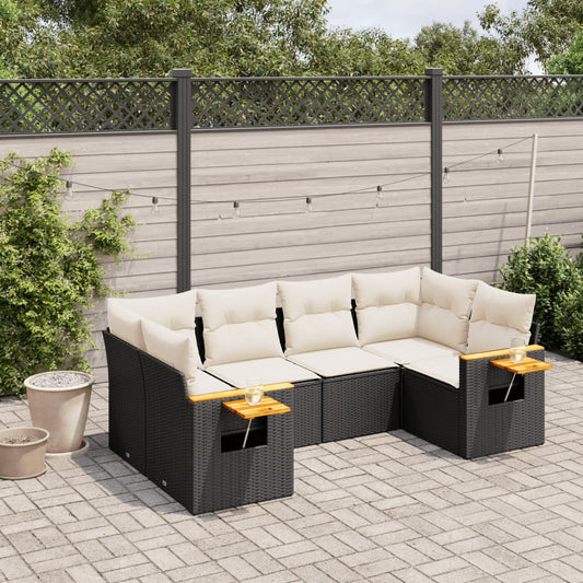 Set Divano da Giardino 6 pz con Cuscini Nero in Polyrattan - homemem39