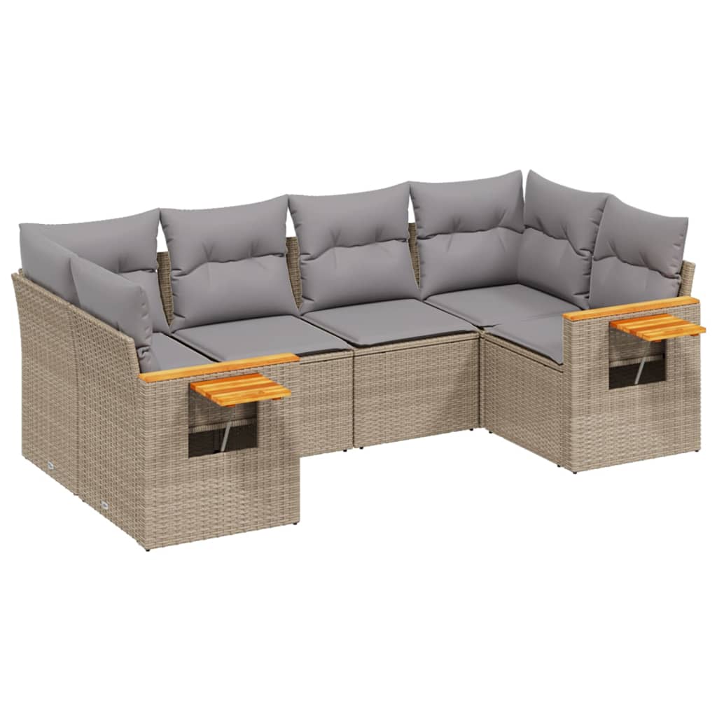 Set Divano da Giardino 6 pz con Cuscini Beige in Polyrattan - homemem39