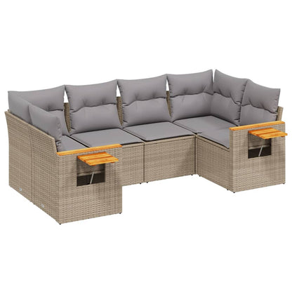 Set Divano da Giardino 6 pz con Cuscini Beige in Polyrattan - homemem39