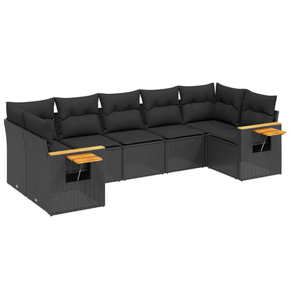 Set Divani da Giardino con Cuscini 7pz Nero Polyrattan | homemem39