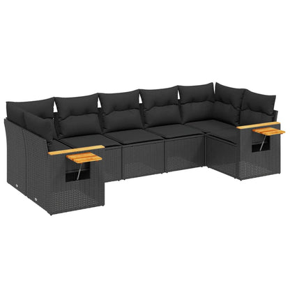 Set Divani da Giardino con Cuscini 7pz Nero Polyrattan - homemem39