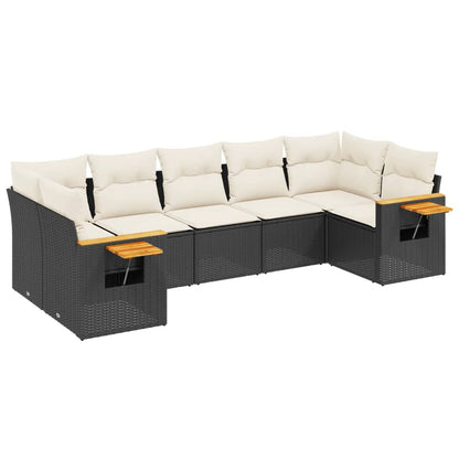 Set Divani da Giardino con Cuscini 7pz Nero Polyrattan - homemem39