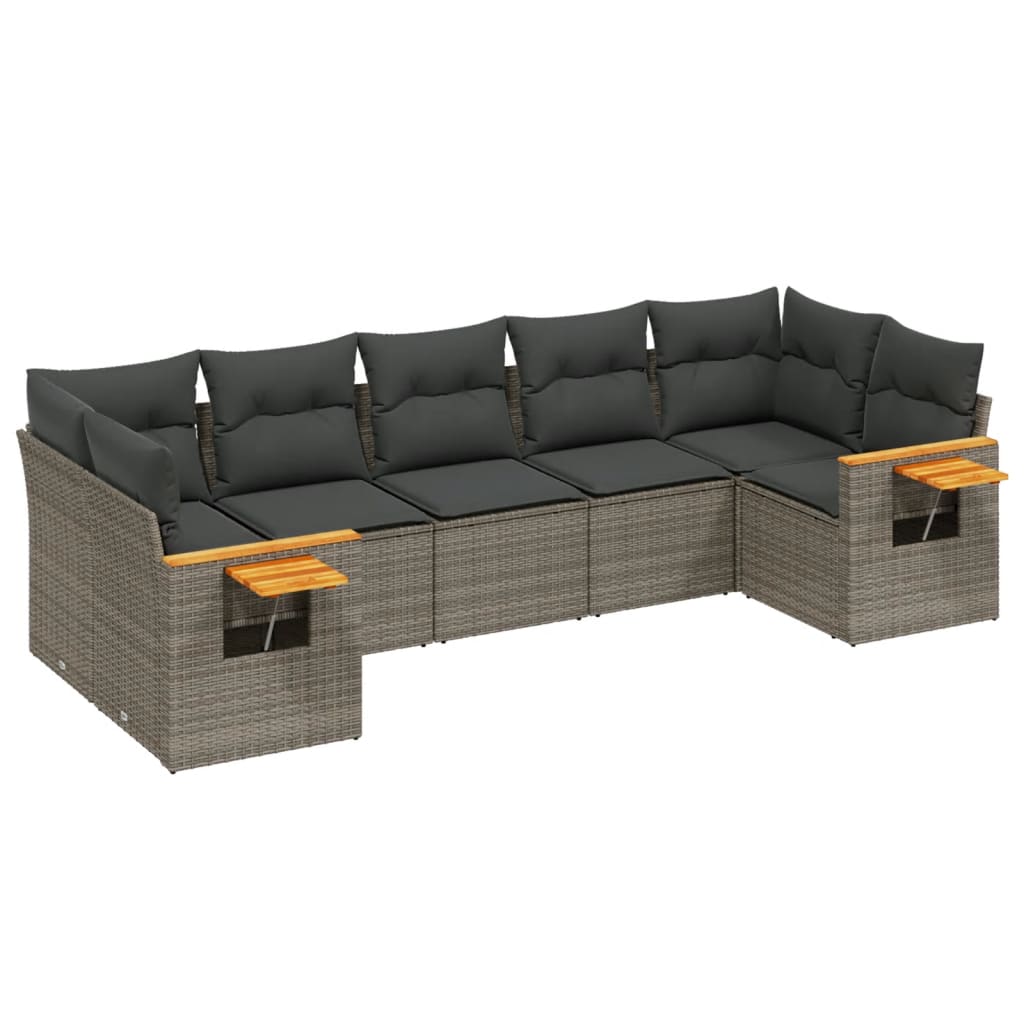 Set Divani da Giardino 7 pz con Cuscini Grigio in Polyrattan - homemem39