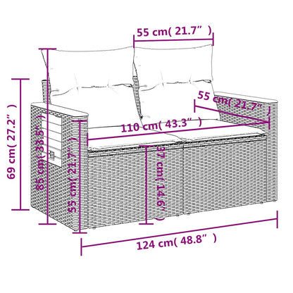 Set Divani da Giardino 9 pz con Cuscini Nero in Polyrattan | homemem39