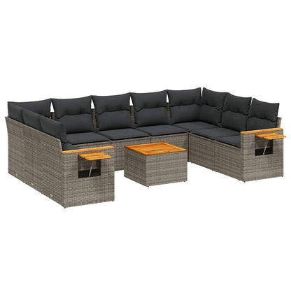 Set Divano da Giardino 10 pz con Cuscini Grigio in Polyrattan | homemem39