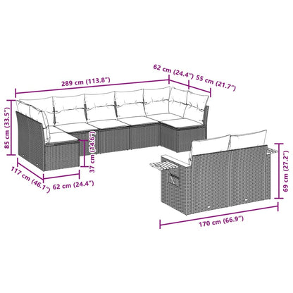 Set Divani da Giardino 9 pz con Cuscini Nero in Polyrattan | homemem39