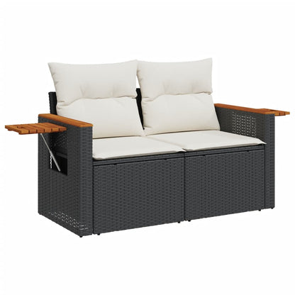 Set Divani da Giardino 9 pz con Cuscini Nero in Polyrattan - homemem39