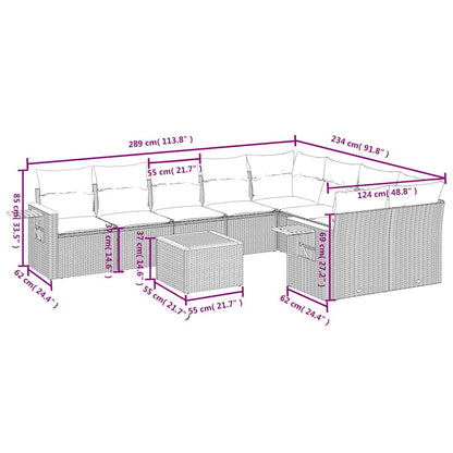 Set Divani da Giardino 10pz con Cuscini in Polyrattan Nero | homemem39