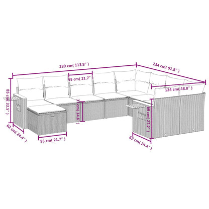 Set Divani da Giardino 10pz con Cuscini in Polyrattan Nero | homemem39