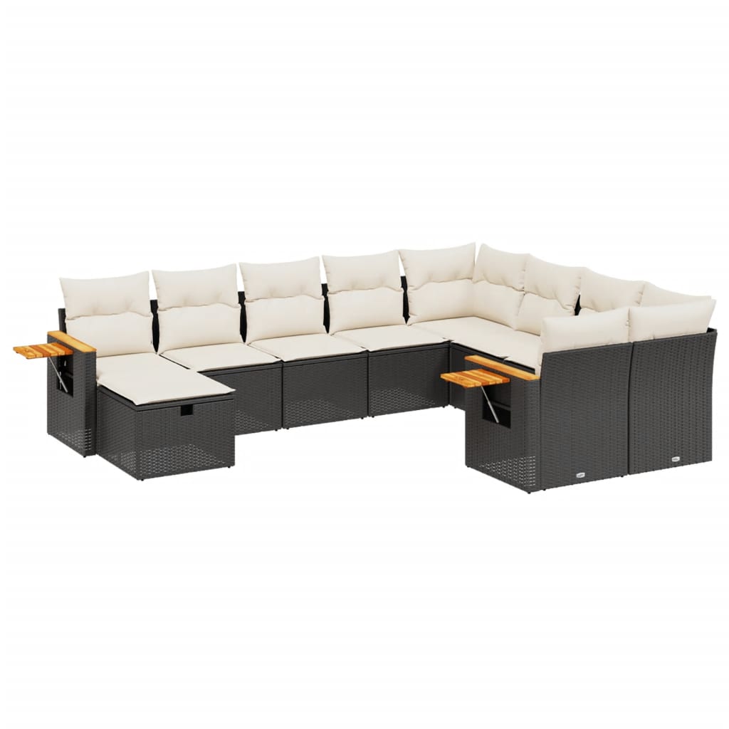 Set Divani da Giardino 10pz con Cuscini in Polyrattan Nero - homemem39