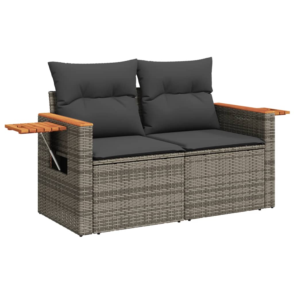 Set Divani da Giardino 11 pz con Cuscini in Polyrattan Grigio - homemem39