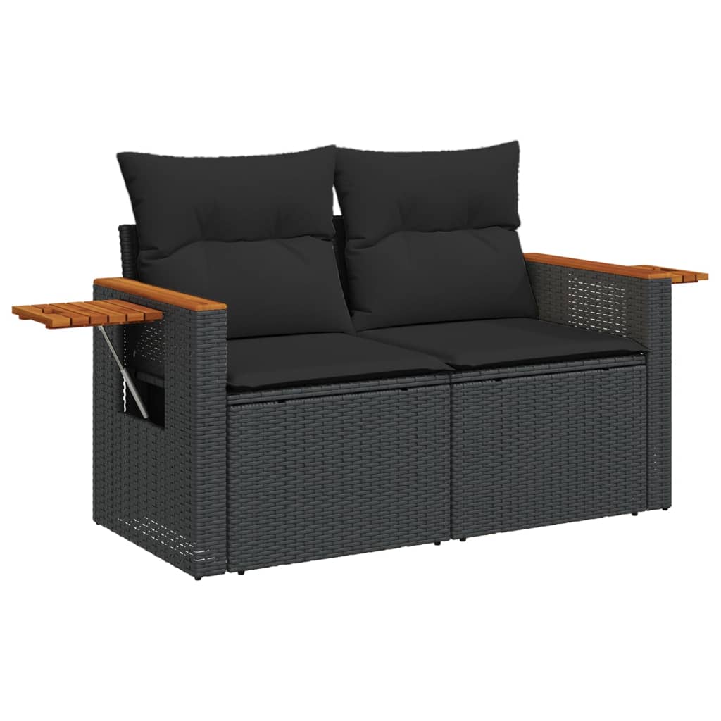 Set Divani da Giardino 11 pz con Cuscini in Polyrattan Nero - homemem39
