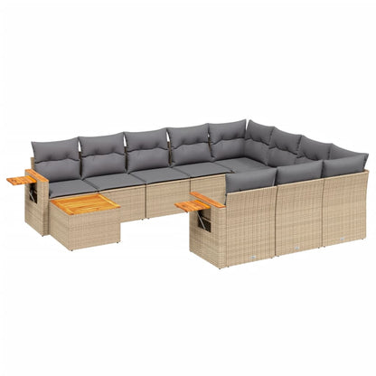 Set Divani da Giardino 11 pz con Cuscini Beige in Polyrattan | homemem39