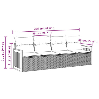 Set Divani da Giardino 4 pz con Cuscini Nero in Polyrattan | homemem39
