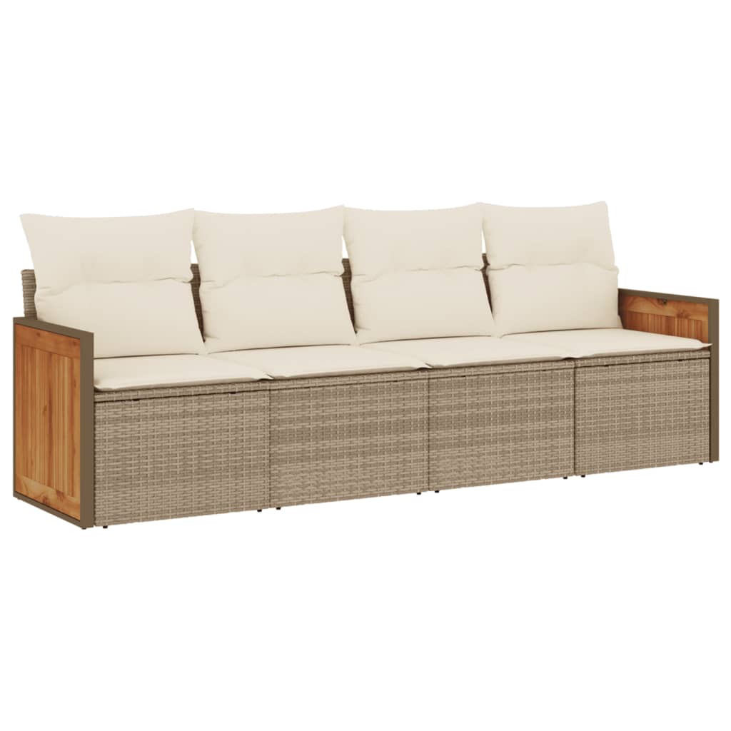 Set Divano da Giardino 4 pz con Cuscini Beige in Polyrattan - homemem39