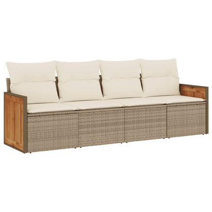 Set Divano da Giardino 4 pz con Cuscini Beige in Polyrattan - homemem39
