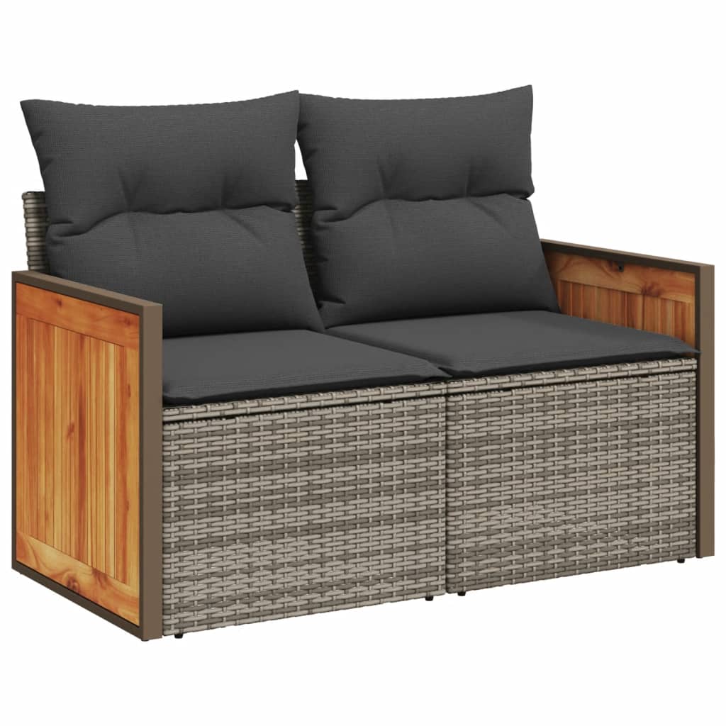 Set Divano da Giardino 5 pz con Cuscini Grigio in Polyrattan - homemem39