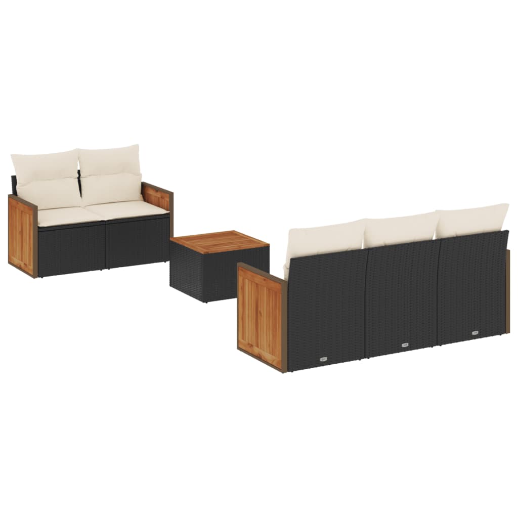 Set Divano da Giardino 6 pz con Cuscini Nero in Polyrattan | homemem39
