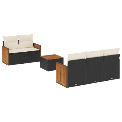 Set Divano da Giardino 6 pz con Cuscini Nero in Polyrattan | homemem39
