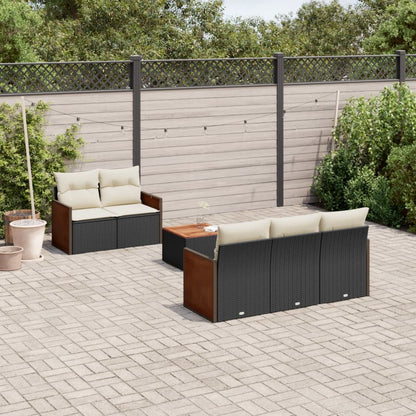 Set Divano da Giardino 6 pz con Cuscini Nero in Polyrattan | homemem39