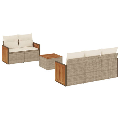 Set Divano da Giardino 6 pz con Cuscini Beige in Polyrattan - homemem39