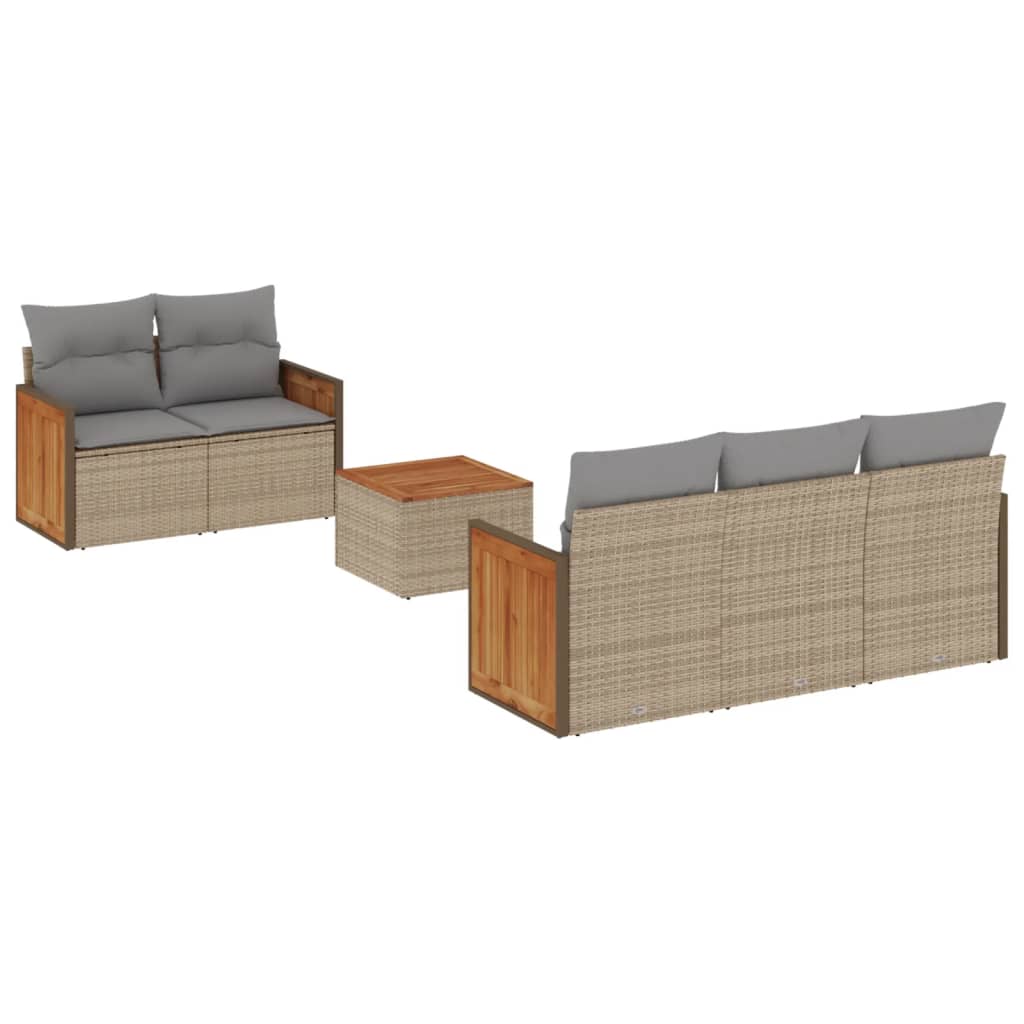 Set Divano da Giardino 6 pz con Cuscini Beige in Polyrattan | homemem39