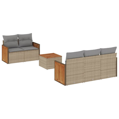 Set Divano da Giardino 6 pz con Cuscini Beige in Polyrattan - homemem39