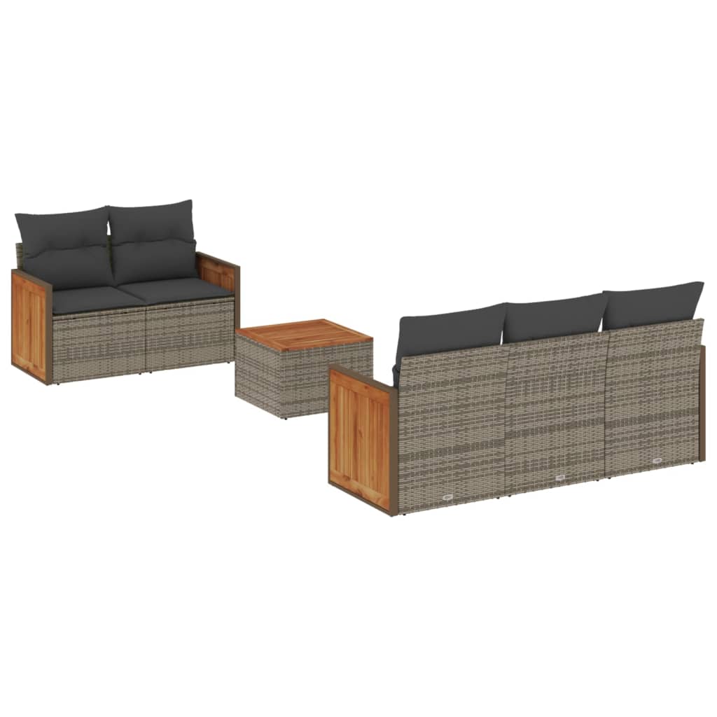 Set Divano da Giardino 6 pz con Cuscini Grigio in Polyrattan - homemem39