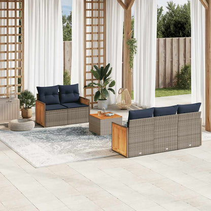 Set Divani da Giardino 6 pz con Cuscini Grigio in Polyrattan | homemem39