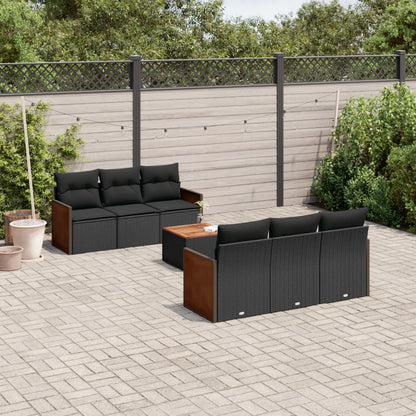 Set Divani da Giardino con Cuscini 7pz Nero Polyrattan | homemem39