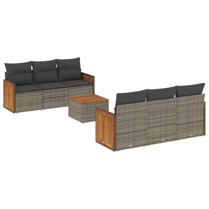Set Divani da Giardino 7 pz con Cuscini Grigio in Polyrattan - homemem39
