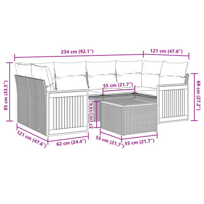 Set Divani da Giardino con Cuscini 7pz Nero Polyrattan | homemem39