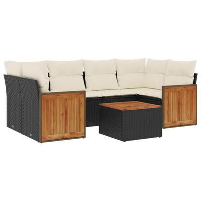Set Divani da Giardino con Cuscini 7pz Nero Polyrattan - homemem39
