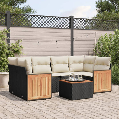 Set Divani da Giardino con Cuscini 7pz Nero Polyrattan - homemem39