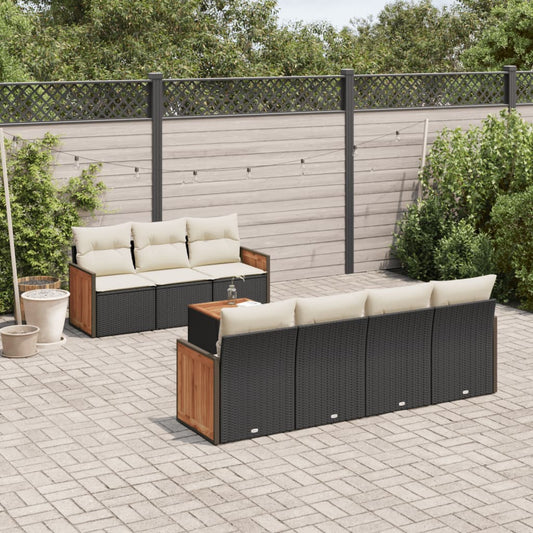 Set Divani da Giardino con Cuscini 8 pz Nero in Polyrattan - homemem39
