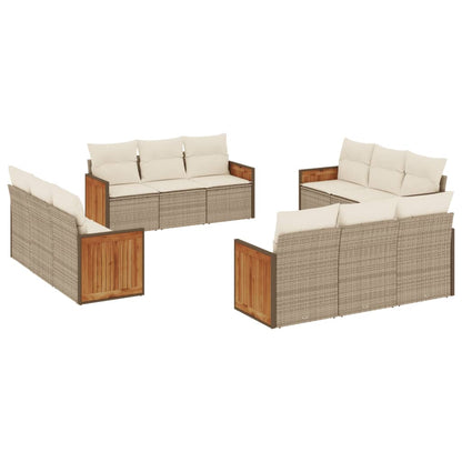Set Divani da Giardino 12 pz con Cuscini Beige in Polyrattan - homemem39