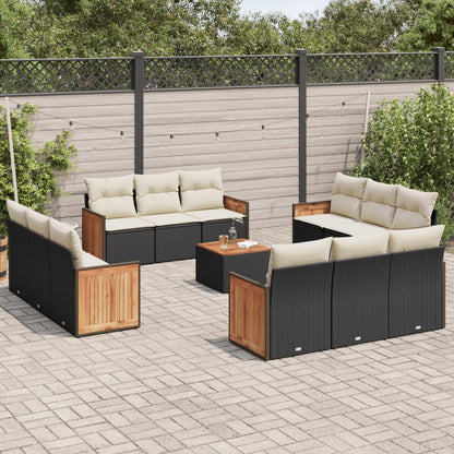 Set Divani da Giardino 13pz con Cuscini Nero in Polyrattan - homemem39